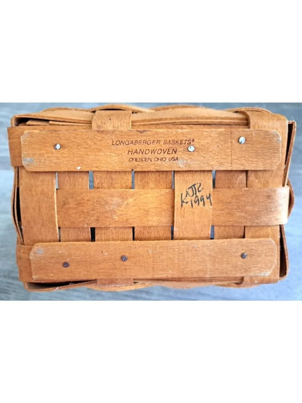 Longaberger Baskets Small Rectangle Basket w/Leather Handled 7